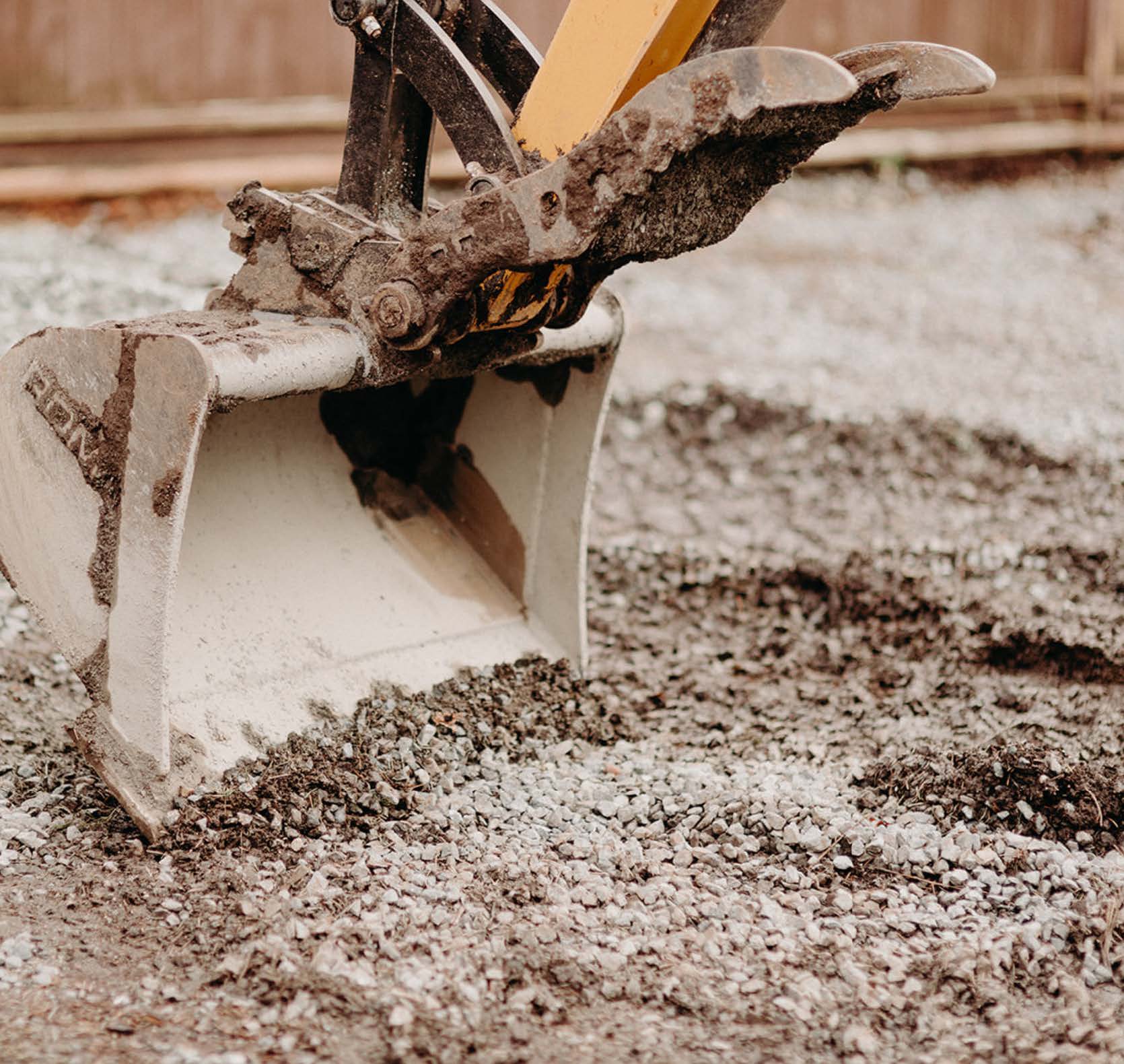 A digger excavating